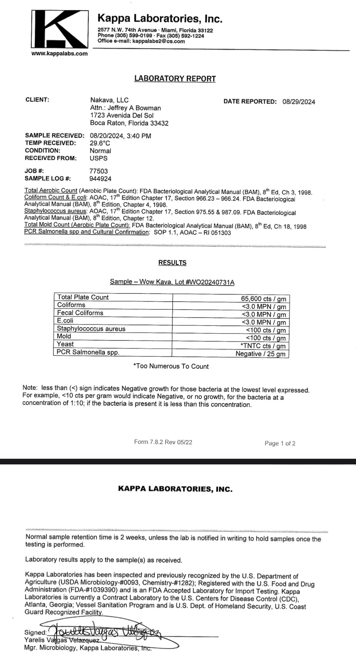 Buy Wow Kava powder from Nakamal At Home and you will have access to the lab test results shown here that prove this kava is clean.