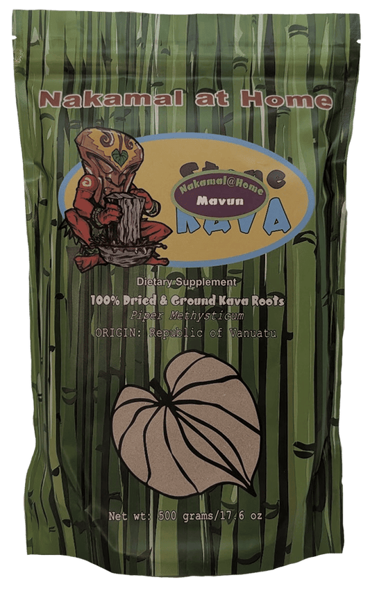 Buy Mavun lateral root kava powder from Nakamal At Home. This 500 gram bag of Mavun lateral root kava is a dried kava powder that was made start to finish from green kava roots. The quality of this product is superior to traditional sun dried lateral root powder. 
